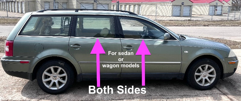 Chrome Door Window Seal Scraper Trim Molding Set 01-05 VW Passat B5.5 ~ Genuine