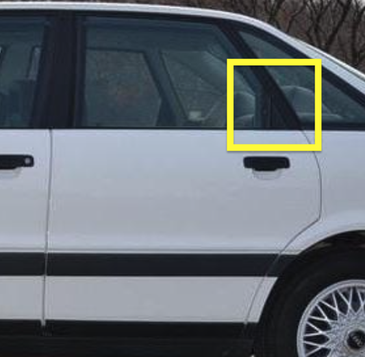 LH Rear Door Window Corner Trim 88-95 Audi 80 90 CS - Genuine - 893 853 273