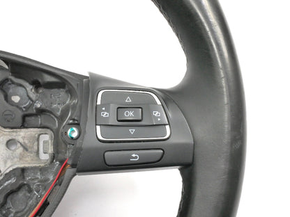 Leather Steering Wheel 10-14 VW Golf Jetta Hybrid Sportwagen MK6 5C0 419 091 AK