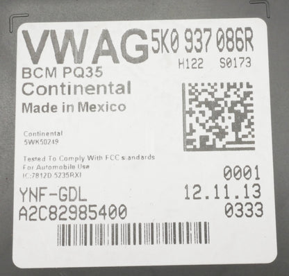 Body Control Module BCM 13-14 VW Jetta SE Hybrid MK6 - Genuine - 5K0 937 086 R