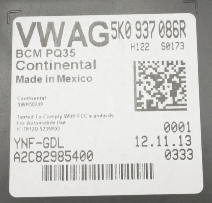 Body Control Module BCM 13-14 VW Jetta SE Hybrid MK6 - Genuine - 5K0 937 086 R