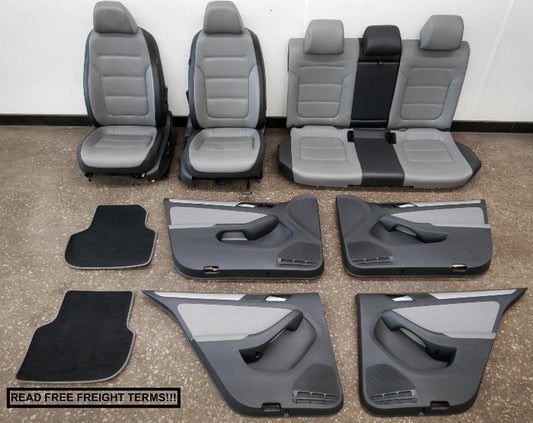 Grey & Black Two Tone Seat & Door Panel Set 11-18 VW Jetta MK6 Sedan - Genuine