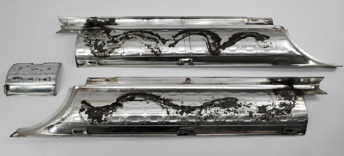 Aluminum Checkered Tail Finish Trim Panel Set 1963 Ford Galaxie Genuine FOMOCO