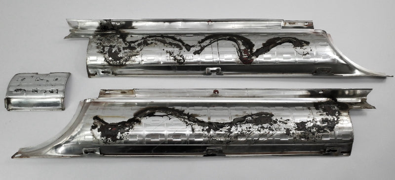 Aluminum Checkered Tail Finish Trim Panel Set 1963 Ford Galaxie Genuine FOMOCO