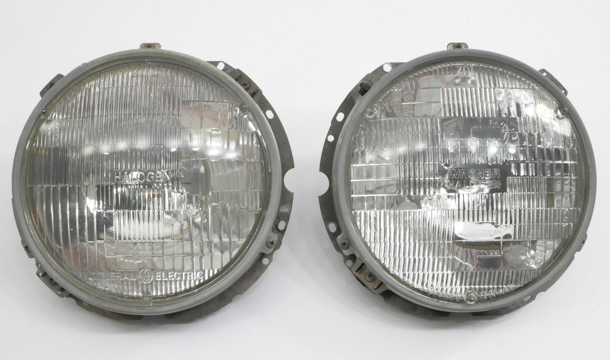 Round Headlight Lamp Bucket Mount Set 77-93 VW Rabbit MK1 Cabriolet Ge ...