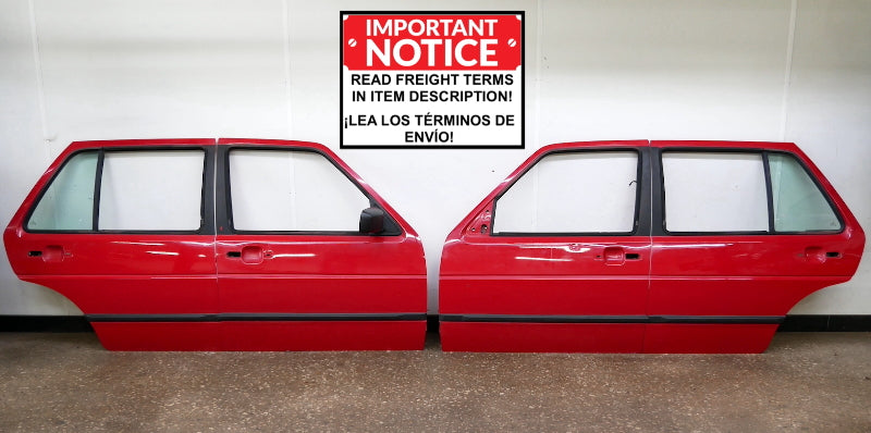 Set of 4 Door Shells 85-92 VW Jetta Golf MK2 4DR - LY3D Tornado Red - Genuine
