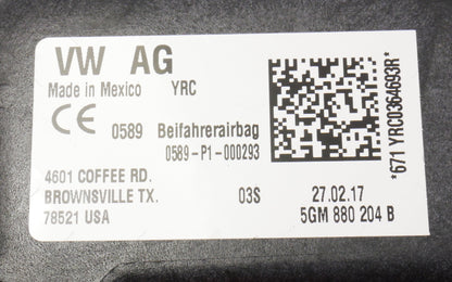 RH Dash Airbag Air Bag 15-17 VW Golf GTI R E-Golf Sportwagen Alltrack MK7 - 5GM 880 204 B