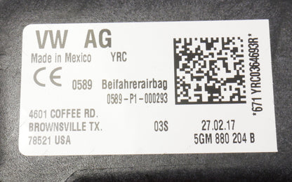 RH Dash Airbag Air Bag 15-17 VW Golf GTI R E-Golf Sportwagen Alltrack MK7 - 5GM 880 204 B