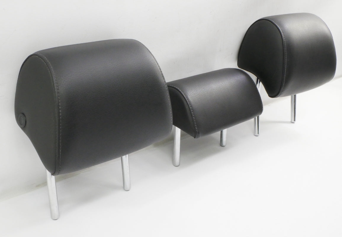 Rear Headrest Head Rest Set 02-05 Audi A4 S4 B6 Dark Charcoal Leatherette