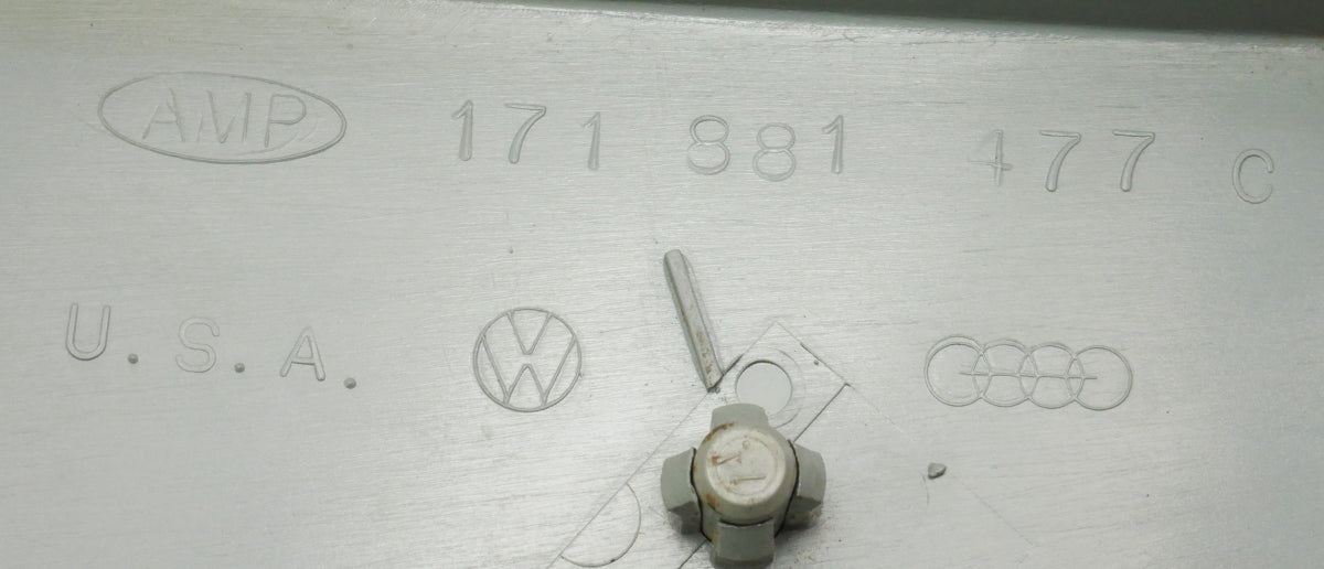 LH Outer Seat Hinge Side Trim VW 75-84 Rabbit GTI MK1 - Grey - OE 171 881 477 C