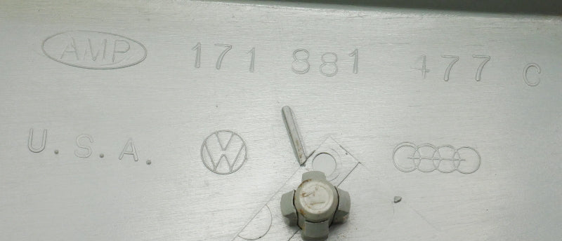LH Outer Seat Hinge Side Trim VW 75-84 Rabbit GTI MK1 - Grey - OE 171 881 477 C