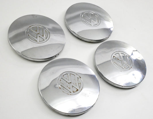 Chrome Wheel Center Hub Cap Hubcap Set 75-84 VW Rabbit Jetta Pickup MK1 Genuine