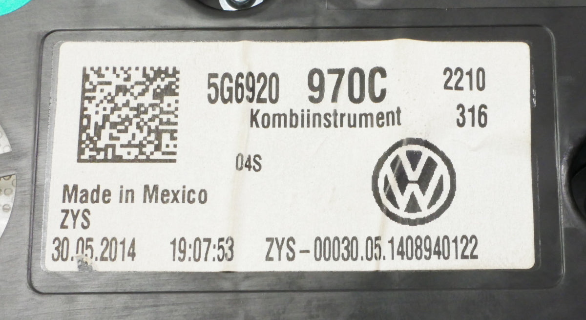 Gauge Cluster Speedometer 2015 VW GTI MK7 - Genuine - 5G6 920 970 C