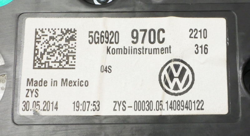 Gauge Cluster Speedometer 2015 VW GTI MK7 - Genuine - 5G6 920 970 C