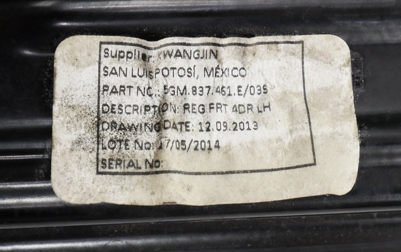 LH Front Window Track Regulator 15-21 VW Golf GTI Sportwagen MK7 - 5GM 837 461 E