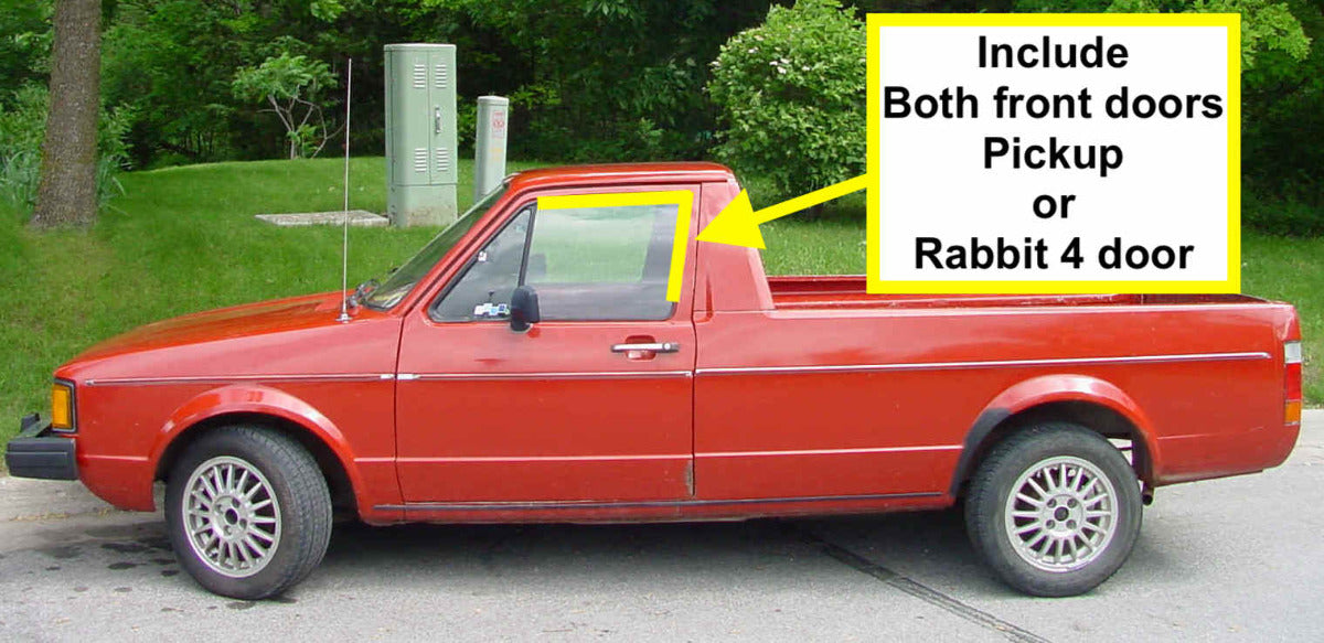 Upper Door Window Rubber Seals Gaskets 75-84 VW Rabbit Pickup MK1 4DR - Genuine