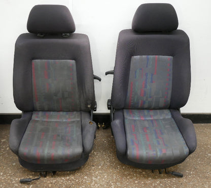 Front Black Leather Sport Seat Set 93-99 VW Jetta GLX GTI Cabrio MK3 - Genuine