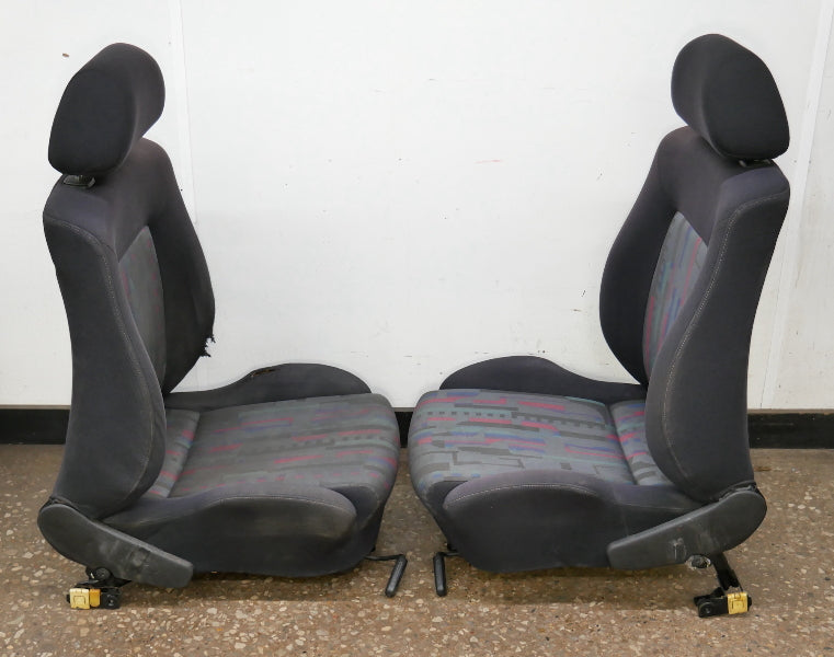 Front Black Leather Sport Seat Set 93-99 VW Jetta GLX GTI Cabrio MK3 - Genuine