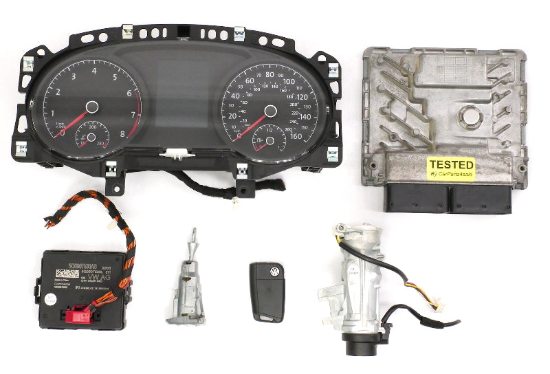 Lock Key Set Gauge Cluster ECU Gateway 2015 VW Golf MK7 1.8T - 06K 907 425 B