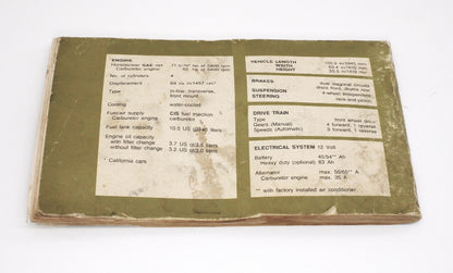 1979 Volkswagen VW Rabbit MK1 Owners Manual Book