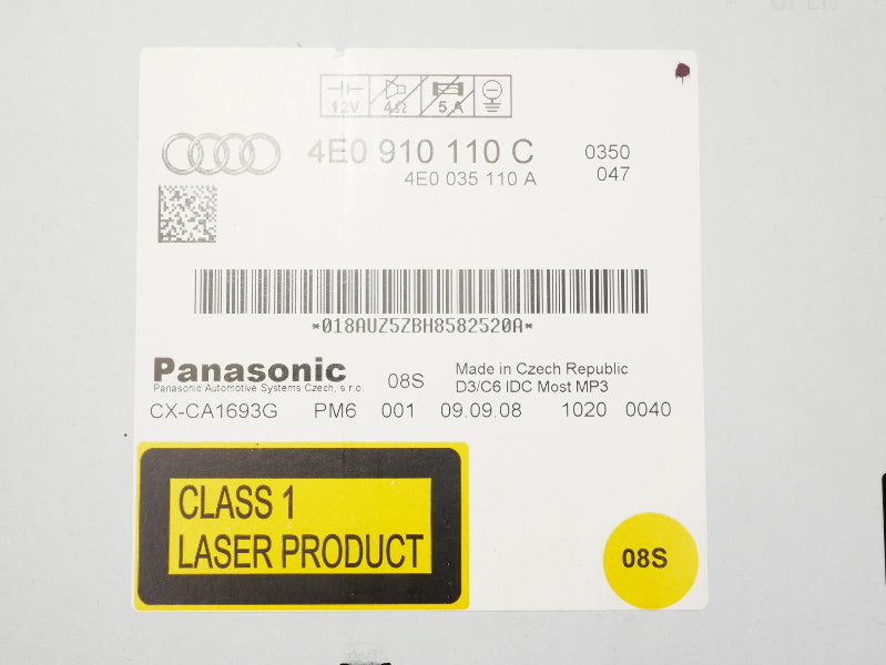 6 Disc CD Changer 07-09 Audi A6 S6 C6 - Genuine - 4E0 910 110 C