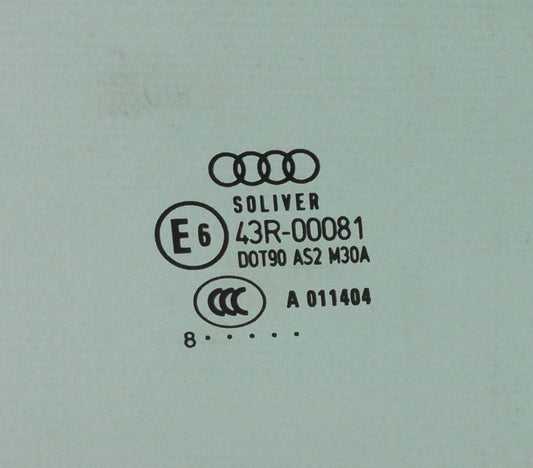 LH Rear Door Window Side Glass 05-11 Audi A6 S6 C6 Sedan - Genuine
