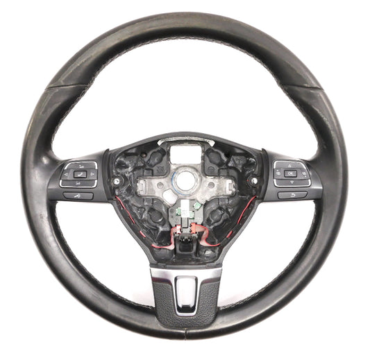 Leather Steering Wheel 10-14 VW Golf Jetta Sportwagen MK6 - 5C0 419 091 AK