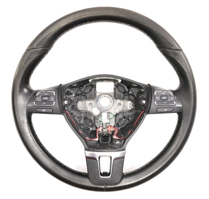 Leather Steering Wheel 10-14 VW Golf Jetta Sportwagen MK6 - 5C0 419 091 AK