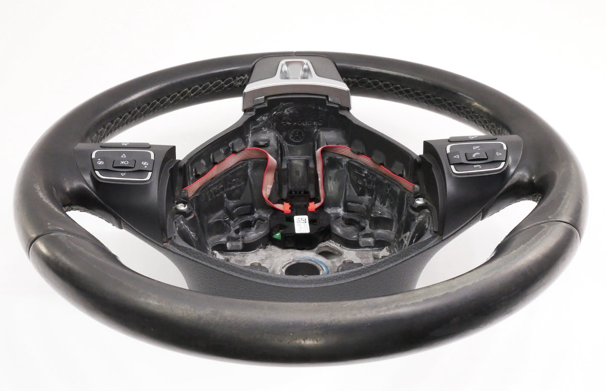 Leather Steering Wheel 10-14 VW Golf Jetta Sportwagen MK6 - 5C0 419 091 AK