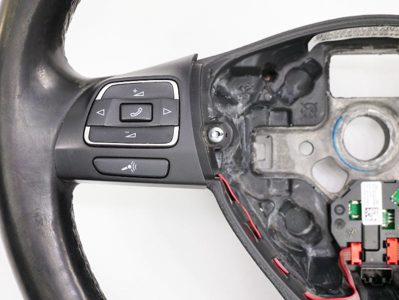Leather Steering Wheel 10-14 VW Golf Jetta Sportwagen MK6 - 5C0 419 091 AK
