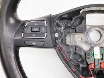 Leather Steering Wheel 10-14 VW Golf Jetta Sportwagen MK6 - 5C0 419 091 AK