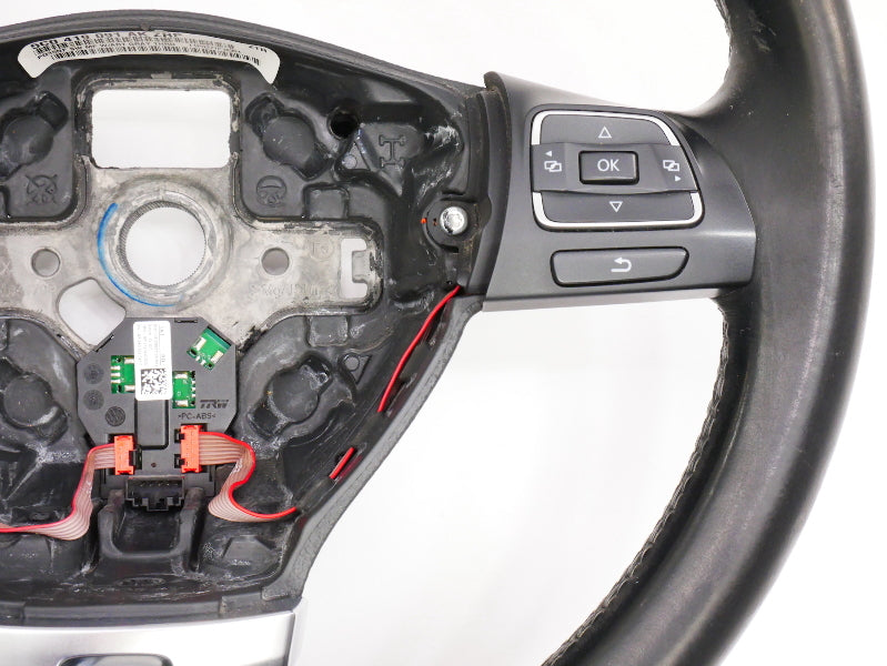 Leather Steering Wheel 10-14 VW Golf Jetta Sportwagen MK6 - 5C0 419 091 AK