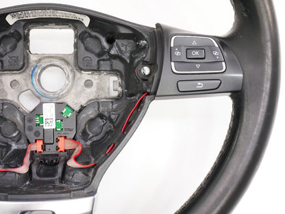 Leather Steering Wheel 10-14 VW Golf Jetta Sportwagen MK6 - 5C0 419 091 AK