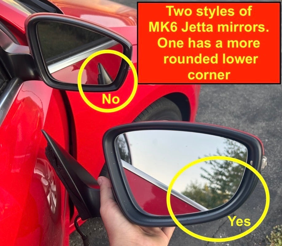 RH Side View Door Exterior Mirror 11-18 VW Jetta MK6 LC9X Black Pearl - Genuine