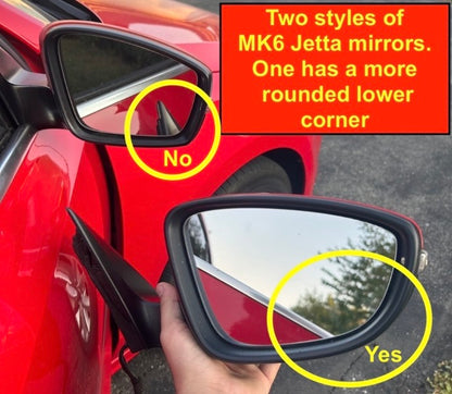 RH Side View Door Exterior Mirror 11-18 VW Jetta MK6 LC9X Black Pearl - Genuine