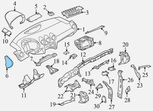 LH Dash End Trim Fuse Diagram 08-15 Audi TT Coupe Convertible - 8J0 857 085 A