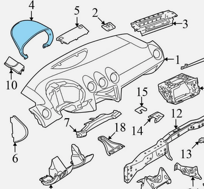 Dash Gauge Cluster Trim Bezel 08-15 Audi TT Coupe Convertible - 8J1 857 343