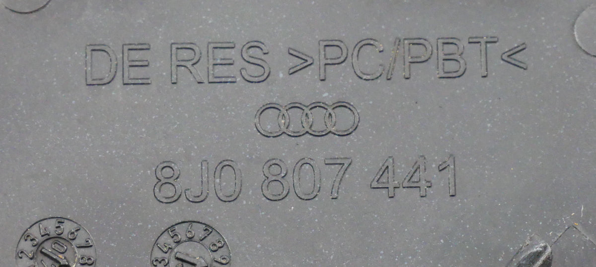 Rear Bumper Tow Hook Cap Cover 08-10 Audi TT - LY9B Black - 8J0 807 441