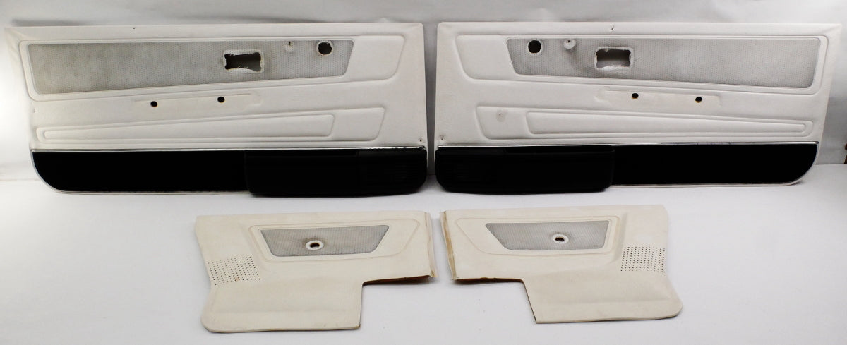 Front & Rear Door Panel Card Set 85-93 VW Cabriolet MK1 White ~ Speaker Pockets