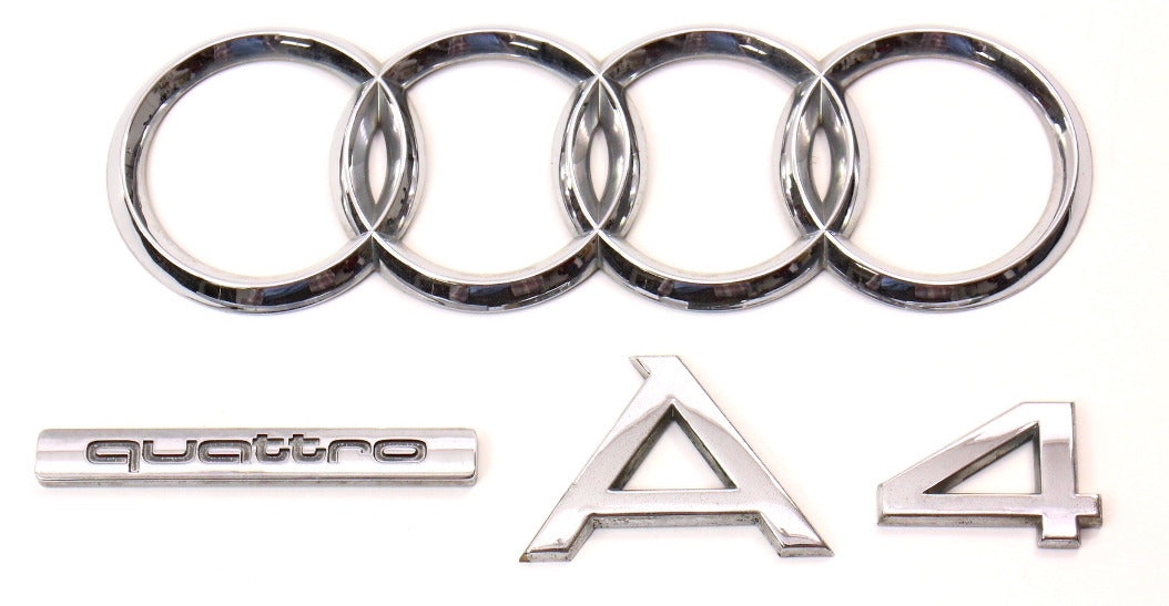 Rear Trunk Badge Emblem Set  02-05 Audi A4 B6 Quattro Sedan Convertible Genuine