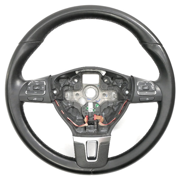 Leather Steering Wheel 10-14 VW Golf Jetta Sportwagen MK6 - 5C0 419 091 AK -