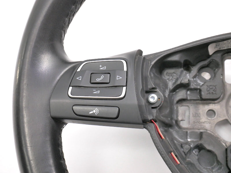 Leather Steering Wheel 10-14 VW Golf Jetta Sportwagen MK6 - 5C0 419 091 AK -