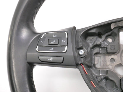 Leather Steering Wheel 10-14 VW Golf Jetta Sportwagen MK6 - 5C0 419 091 AK -