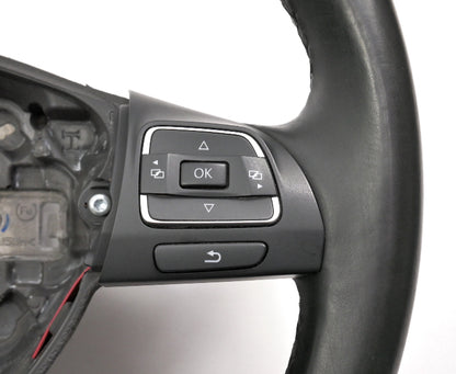 Leather Steering Wheel 10-14 VW Golf Jetta Sportwagen MK6 - 5C0 419 091 AK -