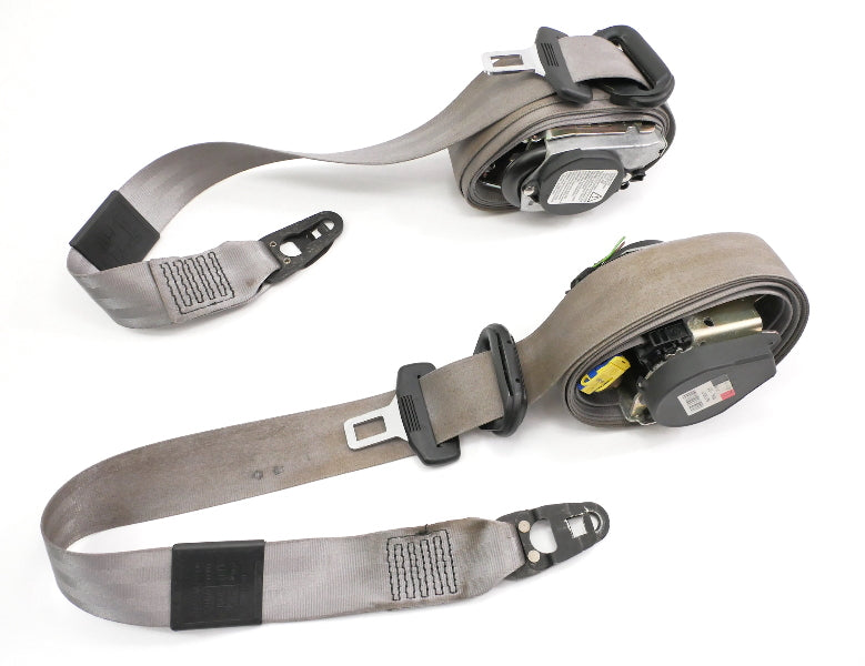 Front Seat Belt Seatbelt Set 02-08 Audi A4 S4 B6 B7 Grey Genuine - 8E0 857 706 F