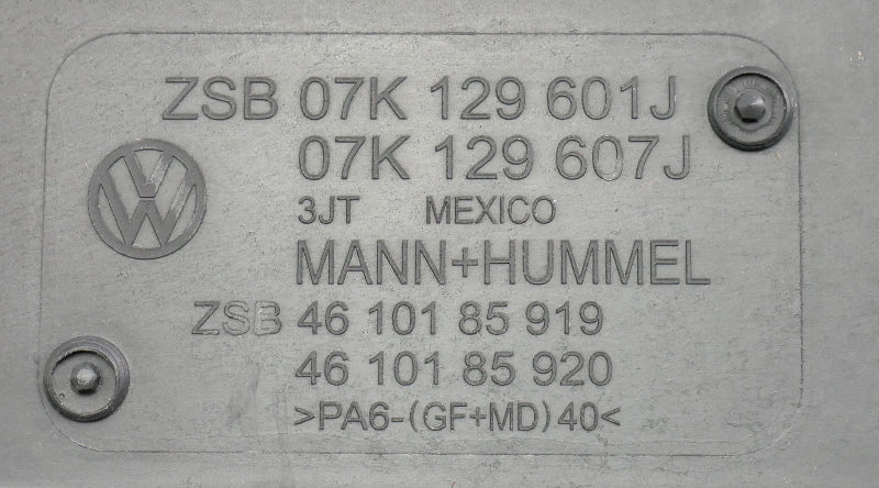 2.5 Engine Cover Air Intake 10-14 VW Jetta Sportwagen Golf Mk6 ~ 07K 129 601 J