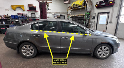 Exterior Window Scraper Door Chrome Trim Seal Set 06-10 VW Passat B6 3C4 837 475