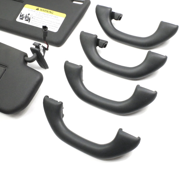Black Upper Headliner Trim Dome Visors Handles 06-09 VW Rabbit GTI R32 MK5 OEM