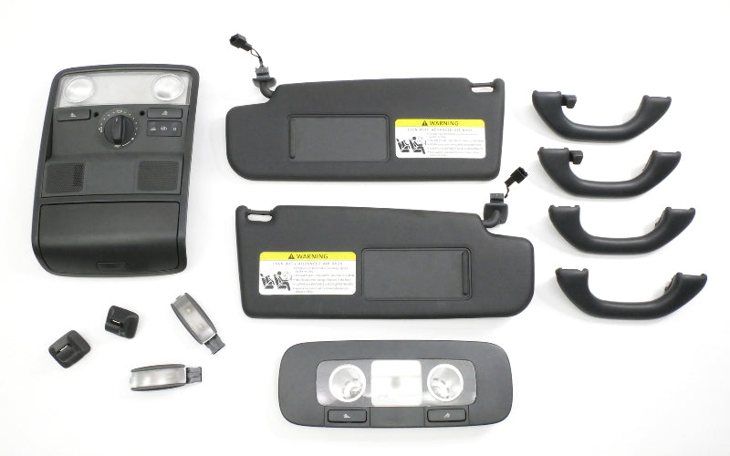 Black Upper Headliner Trim Dome Visors Handles 06-09 VW Rabbit GTI R32 MK5 OEM