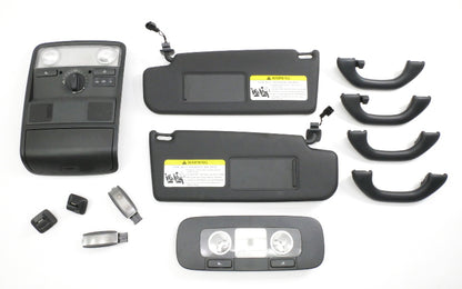 Black Upper Headliner Trim Dome Visors Handles 06-09 VW Rabbit GTI R32 MK5 OEM